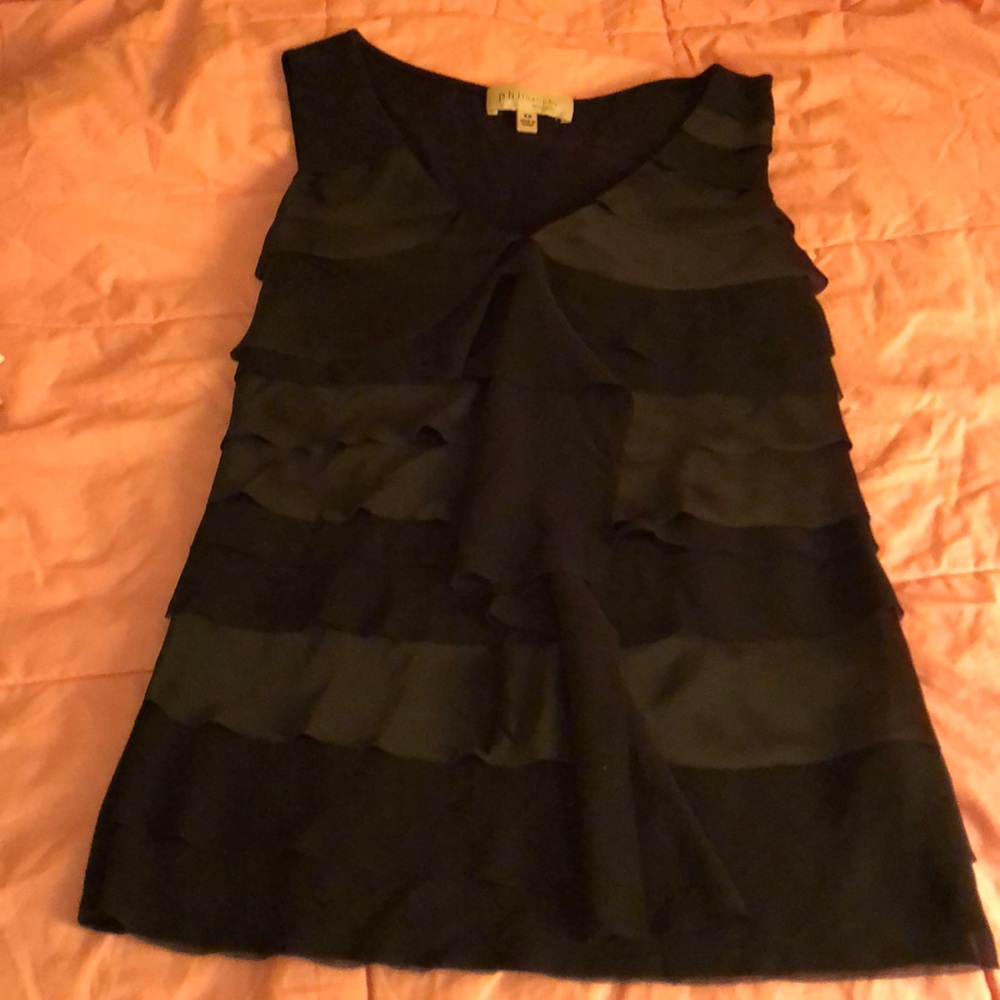 Black ruffle tank